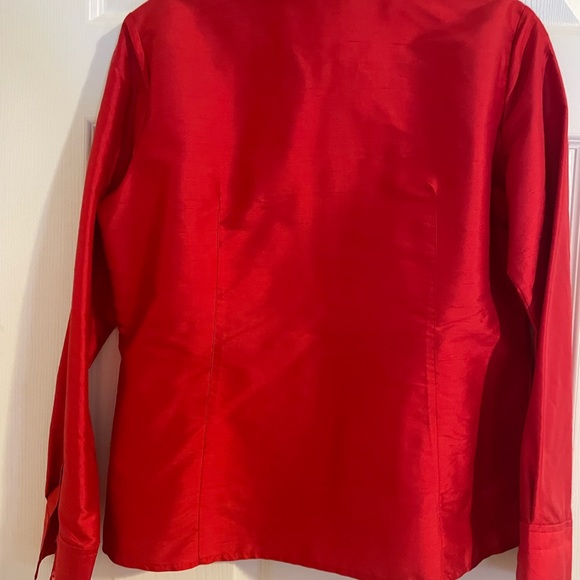 Cherry red silk ladies blouse size 8. Vibrant dress top. Excellent condition. - Picture 4 of 5